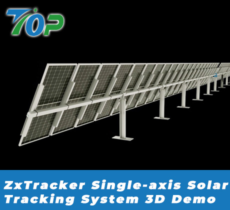 Demo 3D del sistema di inseguimento solare ad asse singolo ZxTracker